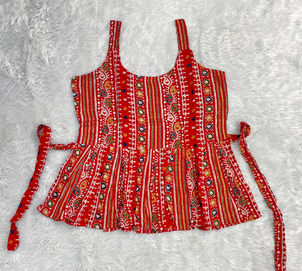 Bandhej Short Rayon Printed Top