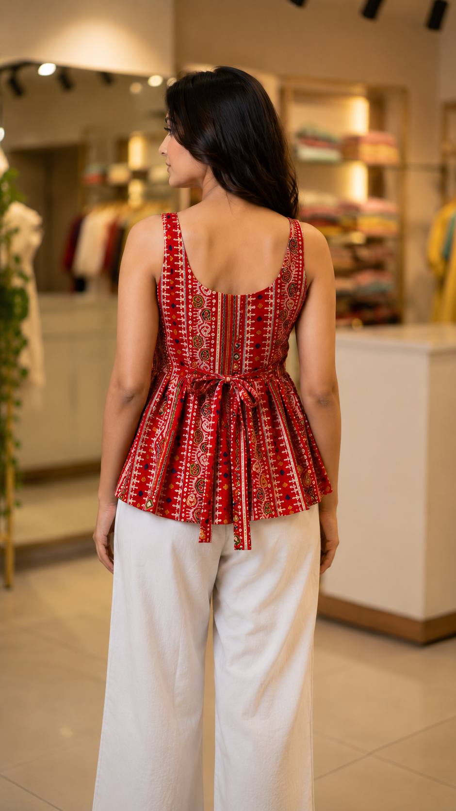 Bandhej Short Rayon Printed Top