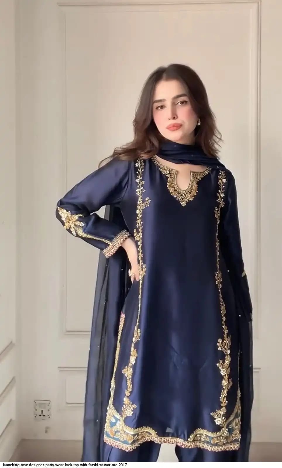 Navy Blue Crepe Embroidery Patiala Suit Set