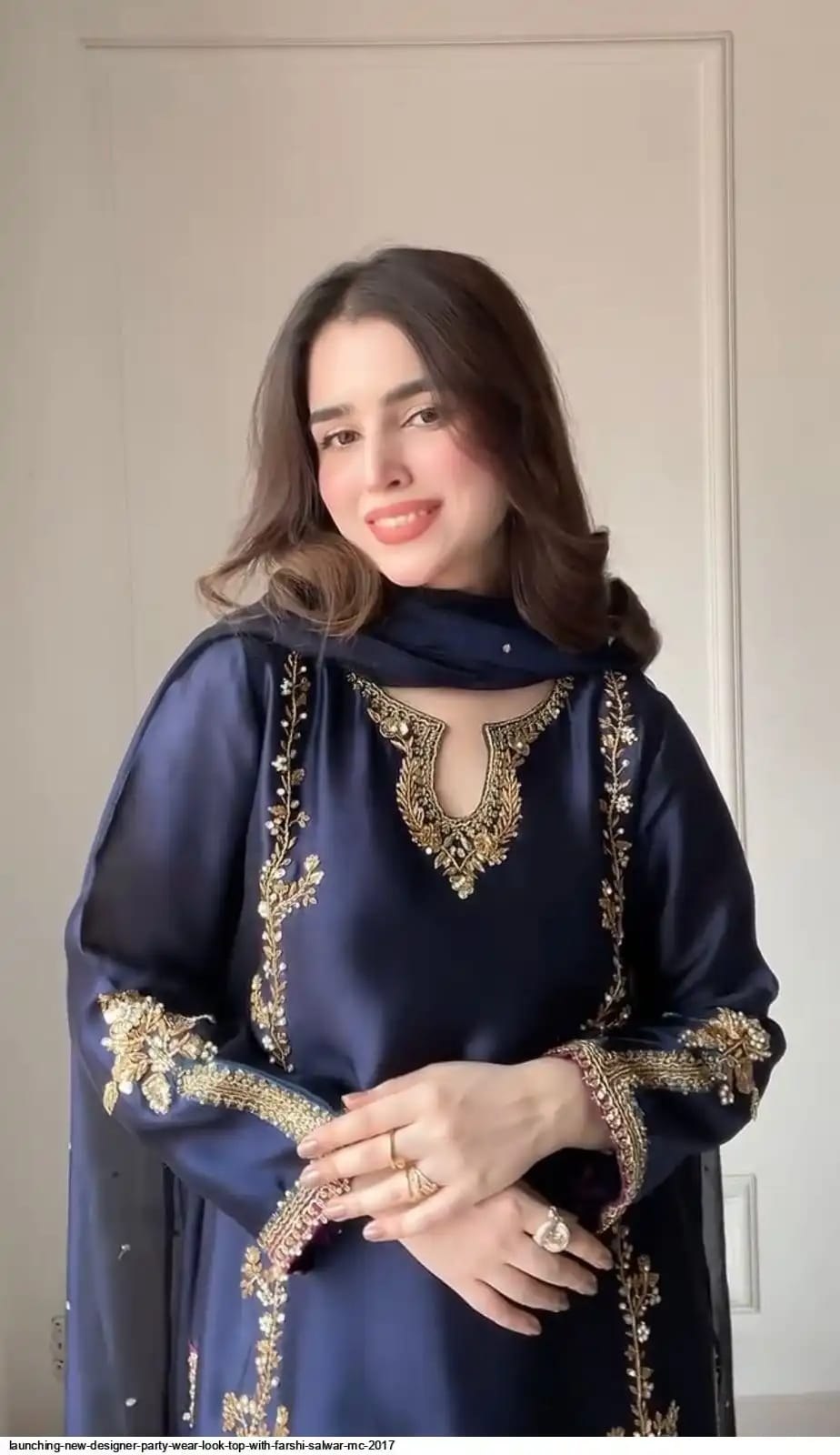 Navy Blue Crepe Embroidery Patiala Suit Set