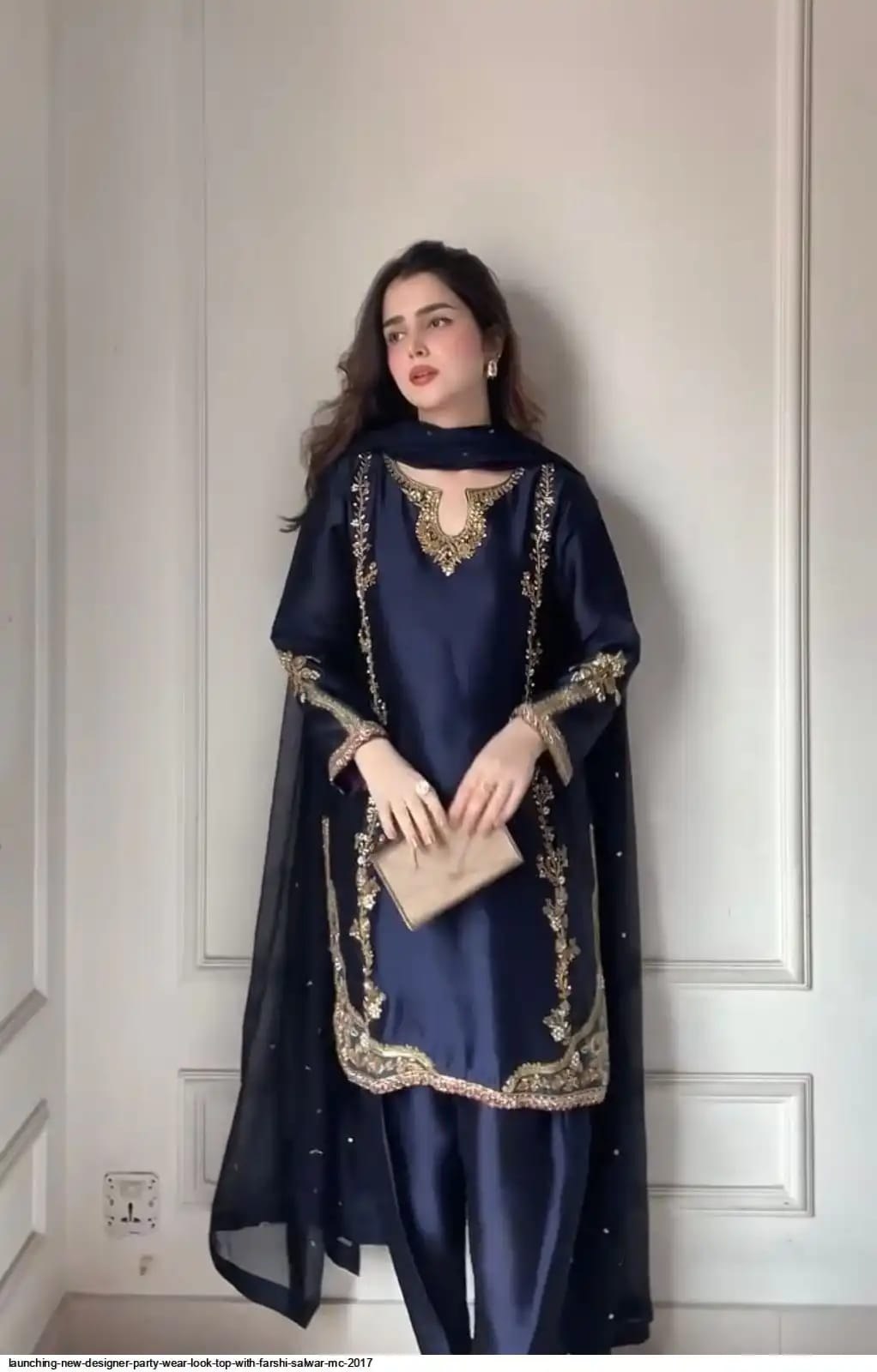 Navy Blue Crepe Embroidery Patiala Suit Set