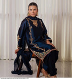 Navy Blue Crepe Embroidery Patiala Suit Set