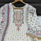 Off White Maslin Silk Suit