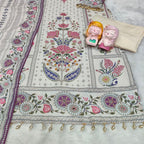 Off White Maslin Silk Suit