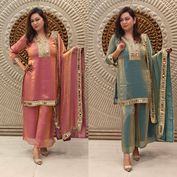 Premium Designer Mirror Work Palazzo Set