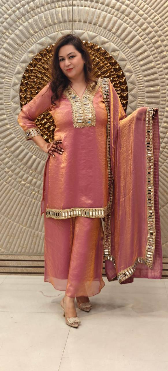 Premium Designer Mirror Work Palazzo Set