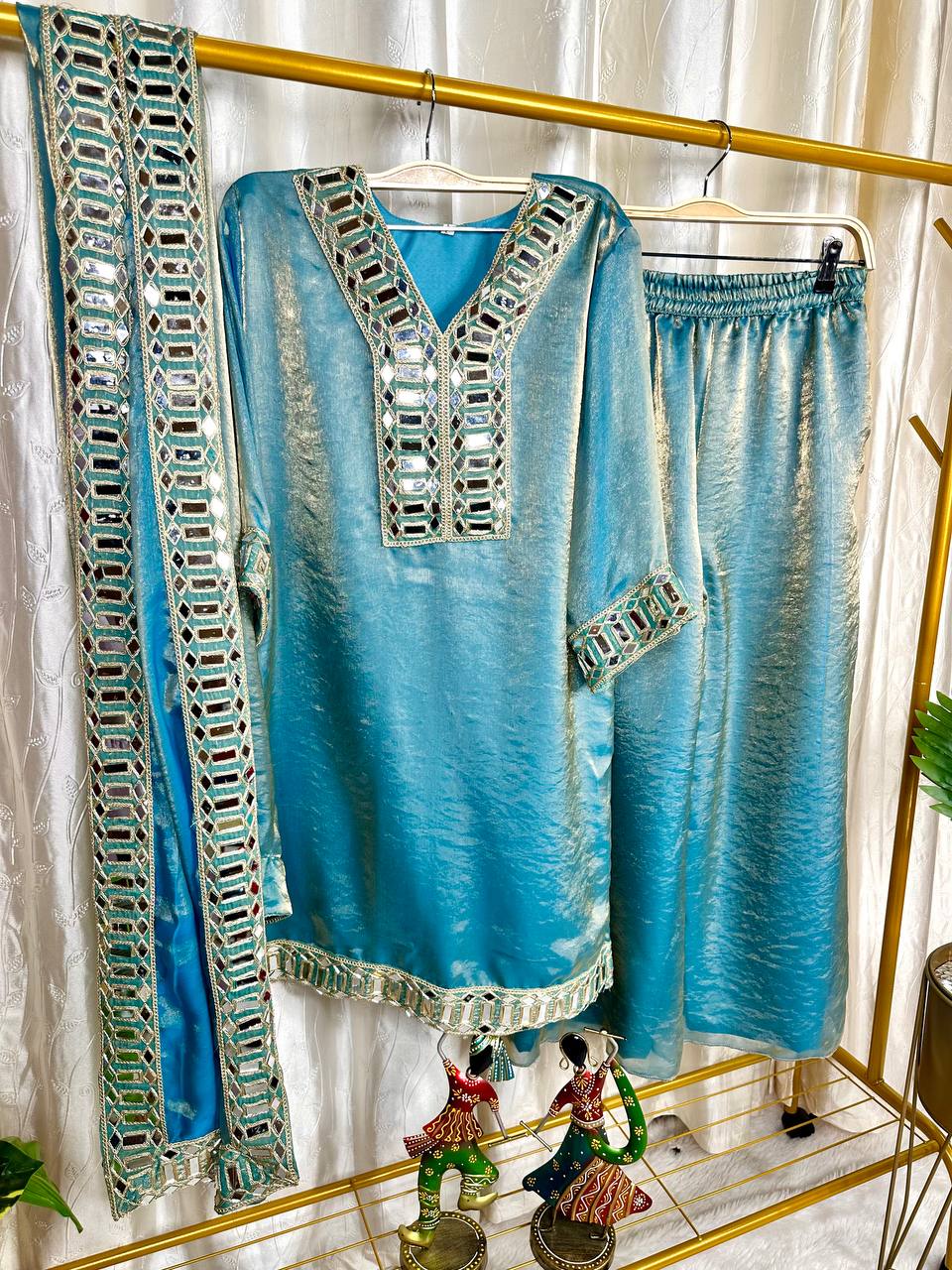 Premium Designer Mirror Work Palazzo Set