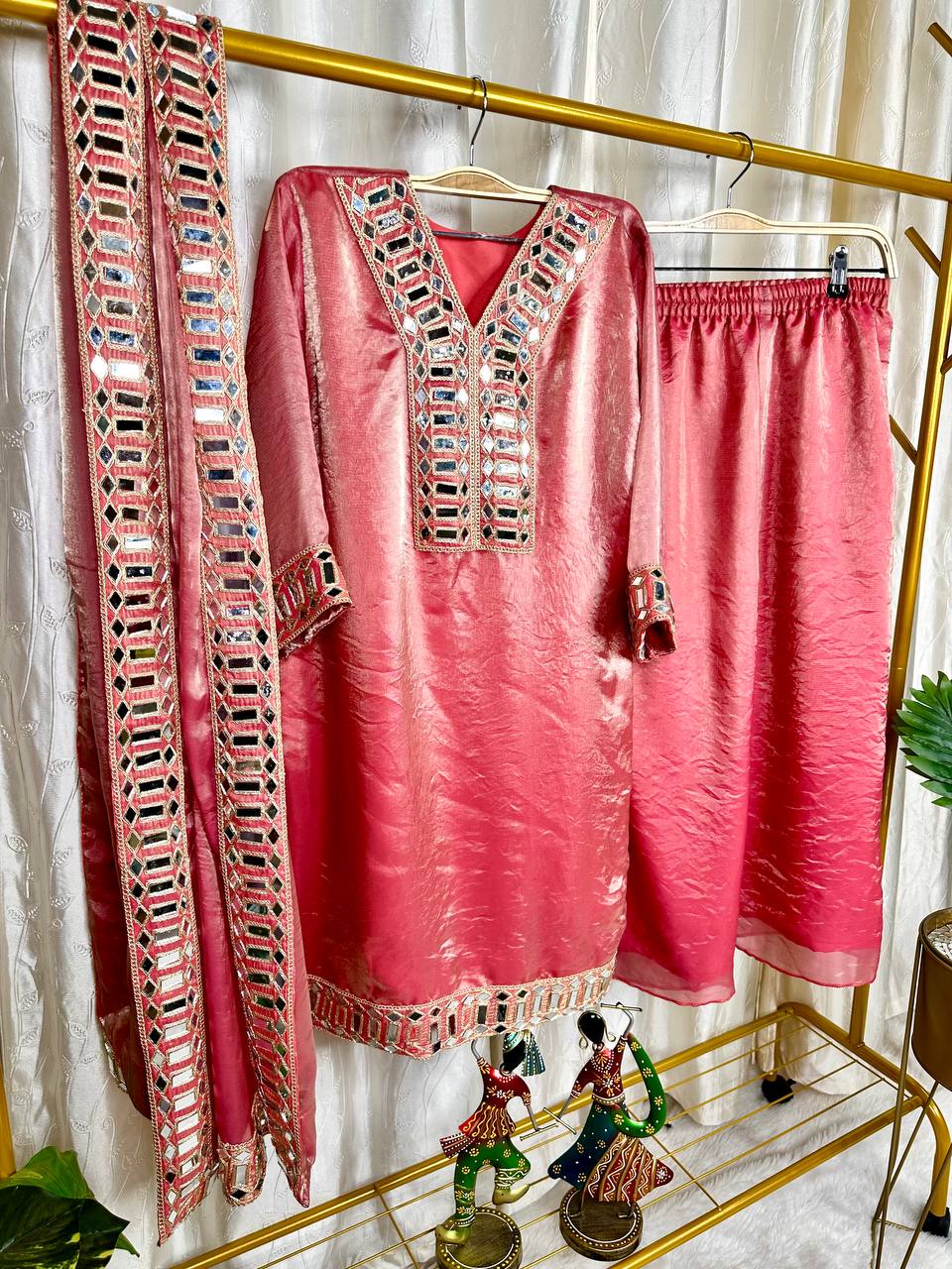 Premium Designer Mirror Work Palazzo Set