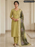 Elaichi Mul Chanderi Handwork Straight Suit Set