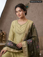 Elaichi Mul Chanderi Handwork Straight Suit Set