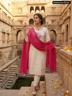 Cream Khadi Cotton Handwork Suit
