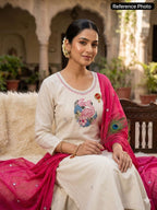 Cream Khadi Cotton Handwork Suit