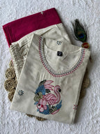 Cream Khadi Cotton Handwork Suit