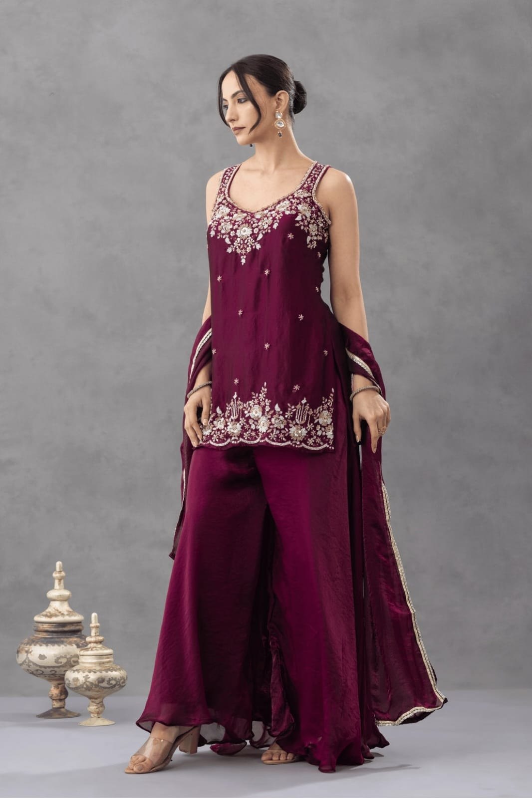 Premium Party Wear Sharara Silk Suit Set