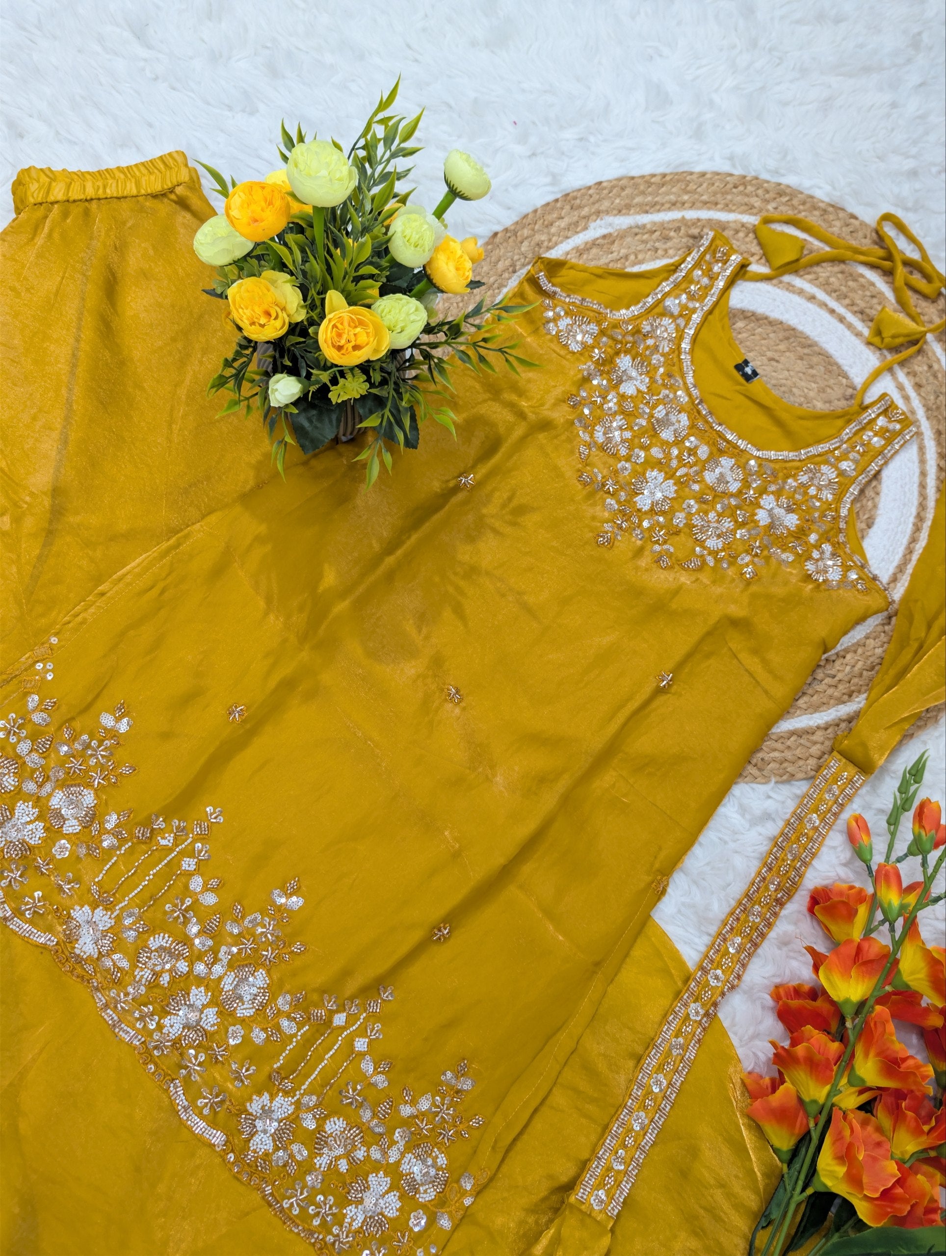 Premium Party Wear Sharara Silk Suit Set
