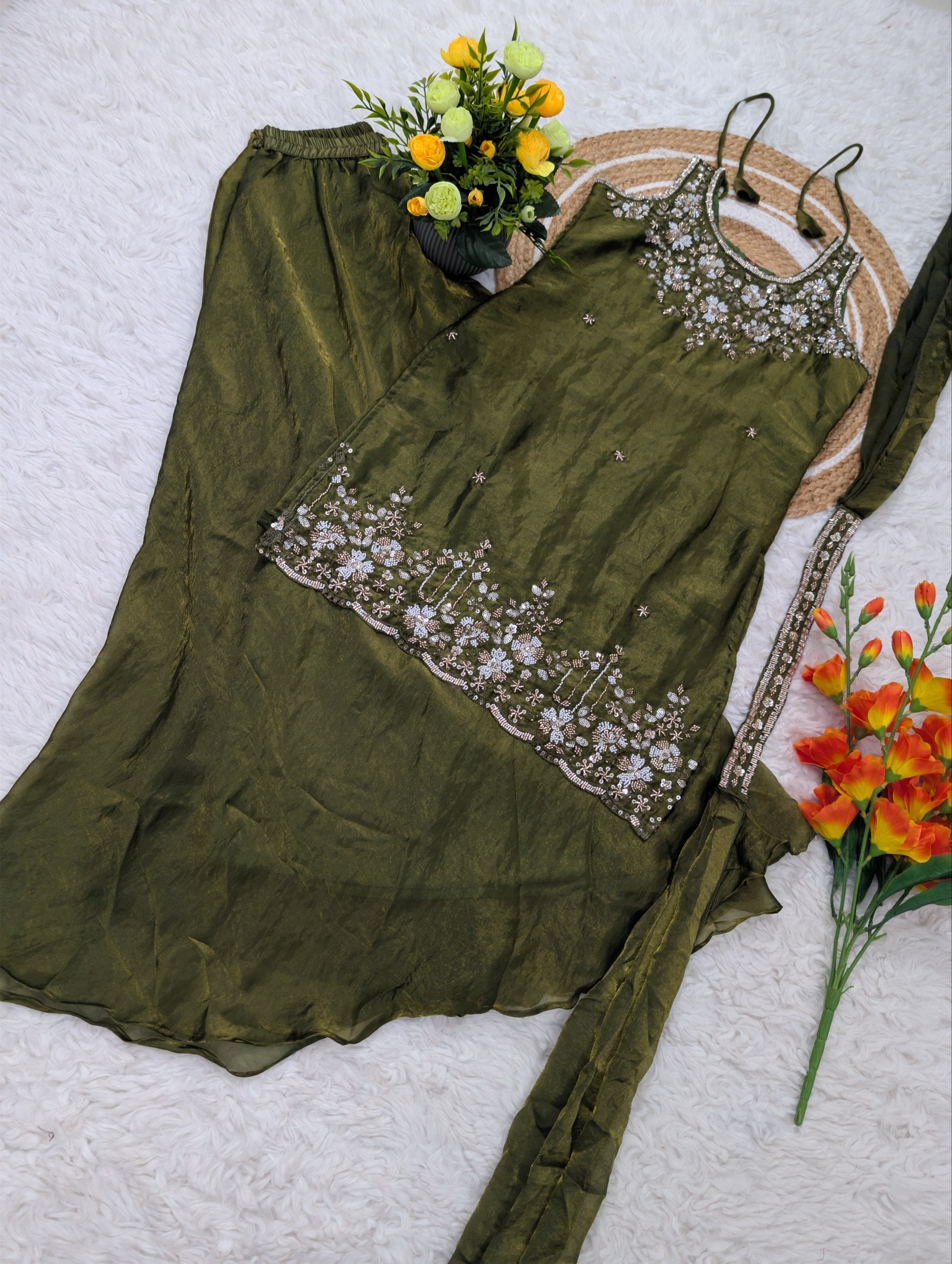 Premium Party Wear Sharara Silk Suit Set