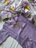 Lavender Mul Chanderi Handwork Suit
