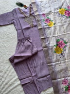 Lavender Mul Chanderi Handwork Suit