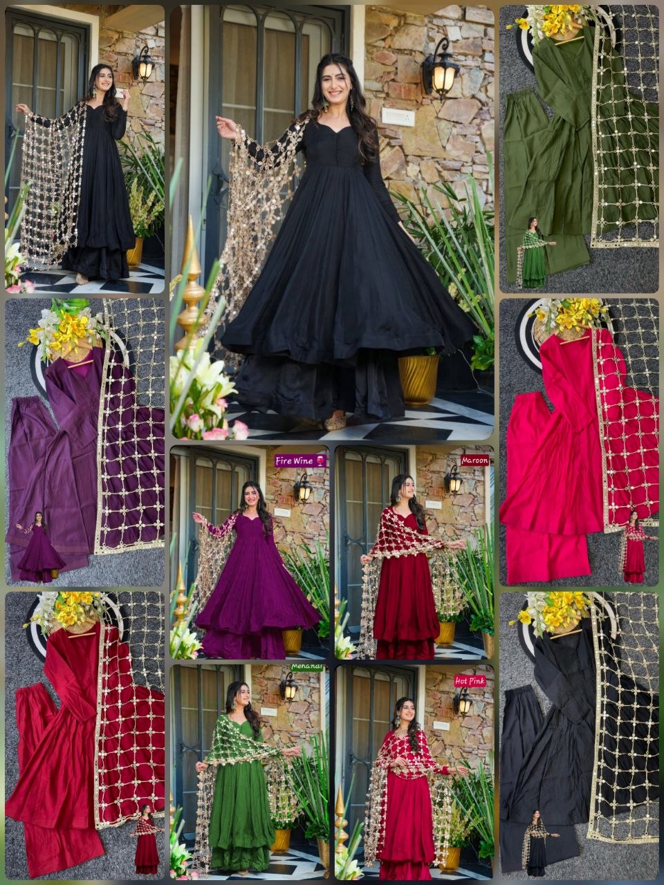 Super Trendy Mirror Work Gown Dupatta Set