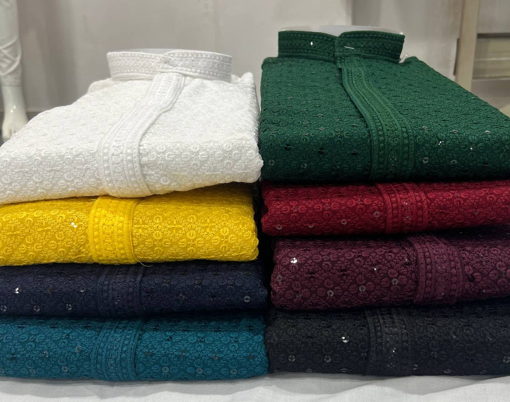 New Classic Chikankari Men's Kurta Pyjama Set