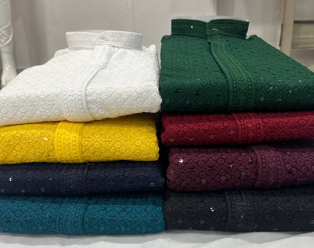 New Classic Chikankari Men's Kurta Pyjama Set