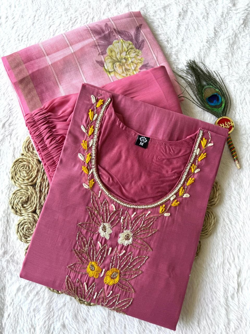 Light Pink Roman Silk Handwork Set
