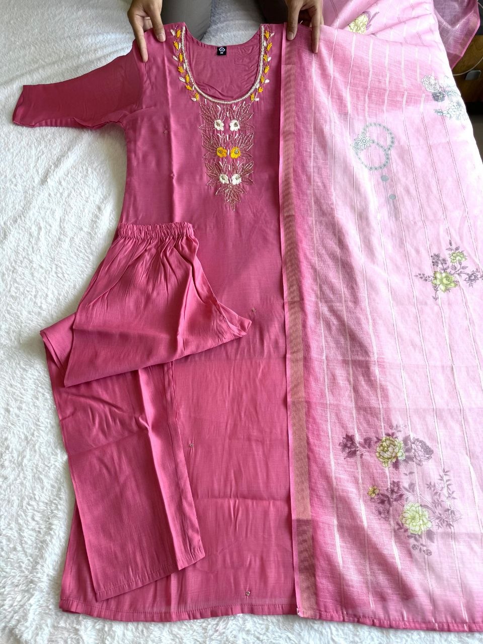 Light Pink Roman Silk Handwork Set