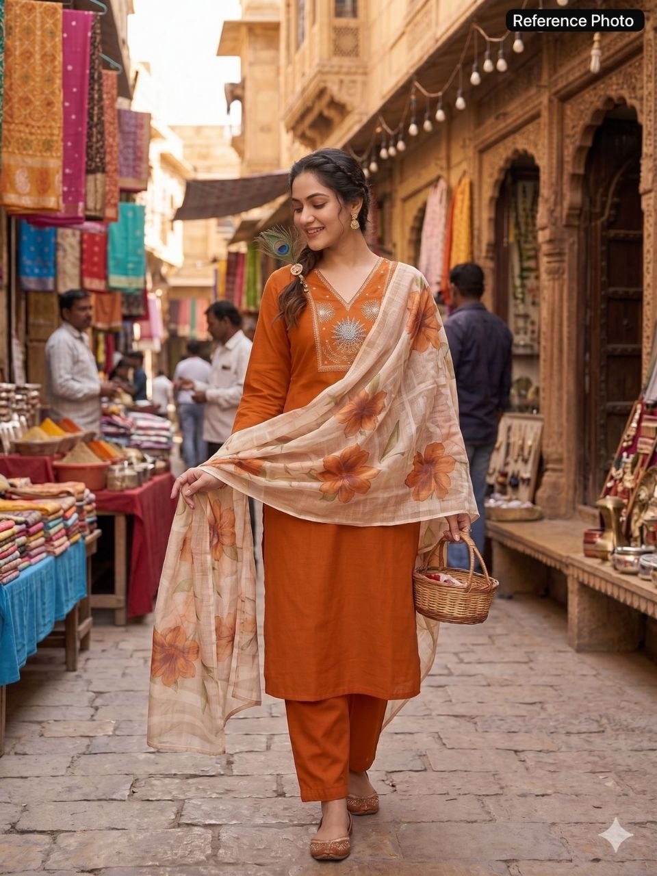 Rust Roman Silk Handwork Suit