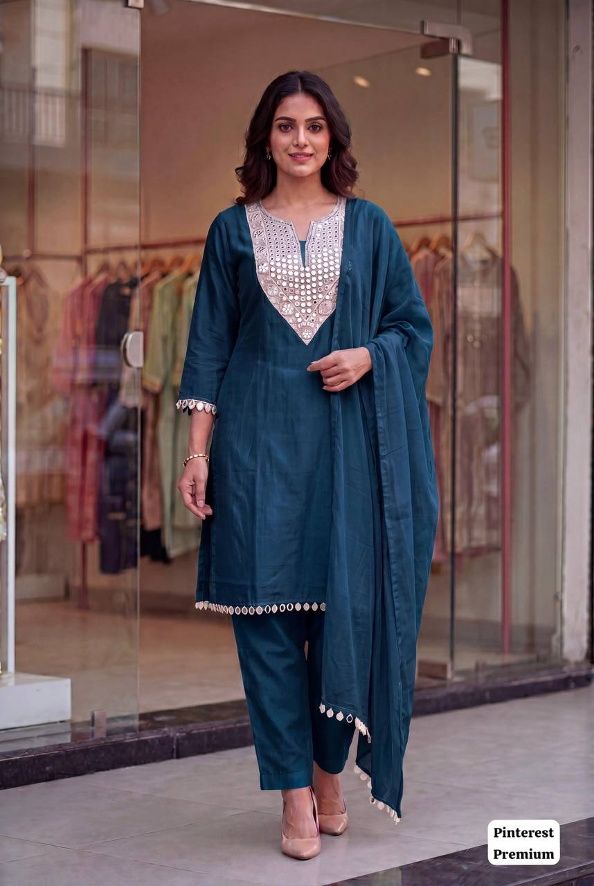 Exclusive Party Wear Silk Three piece Suit