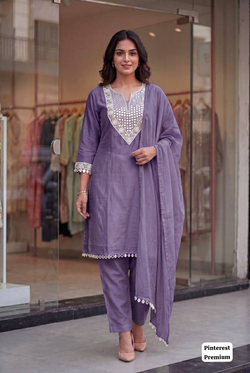 Exclusive Party Wear Silk Three piece Suit
