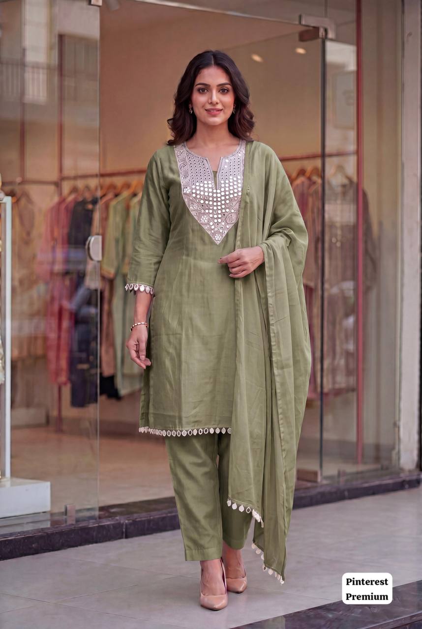 Exclusive Party Wear Silk Three piece Suit