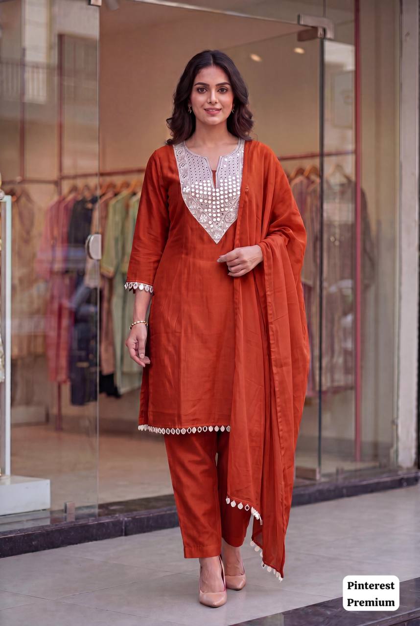 Exclusive Party Wear Silk Three piece Suit