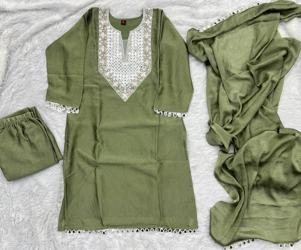 Exclusive Party Wear Silk Three piece Suit