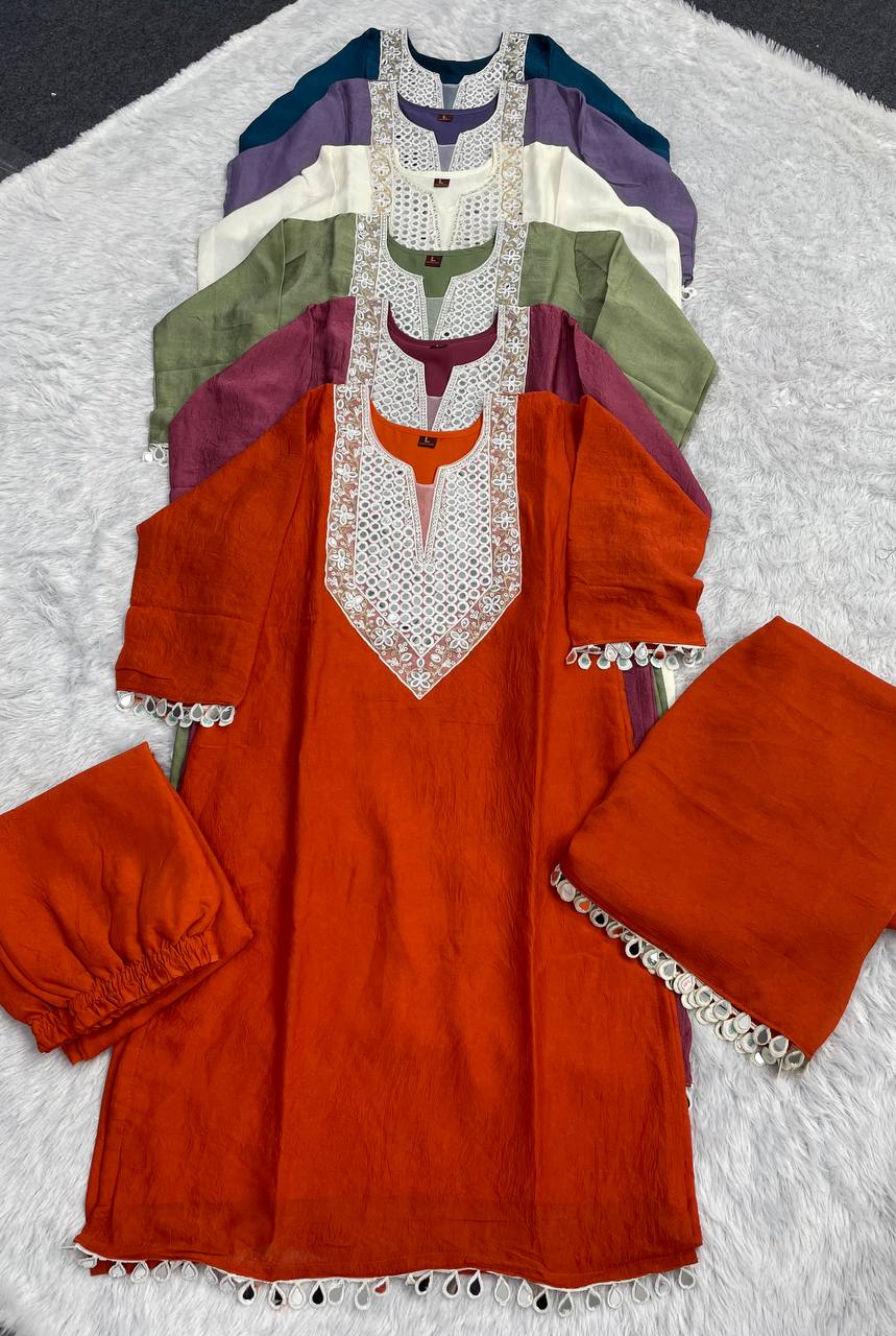 Exclusive Party Wear Silk Three piece Suit