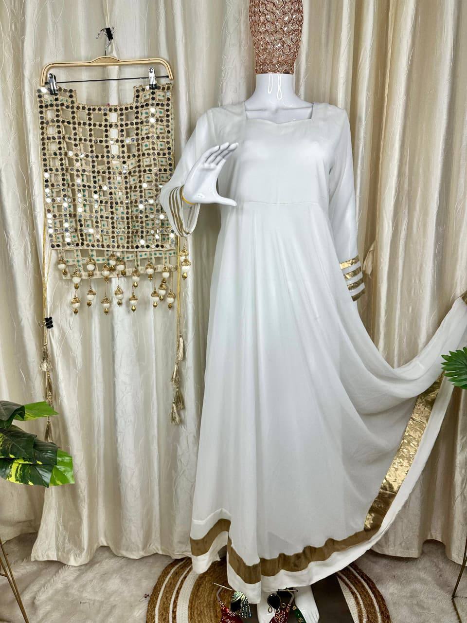 New Designer Gown with Mirror Work Jacket