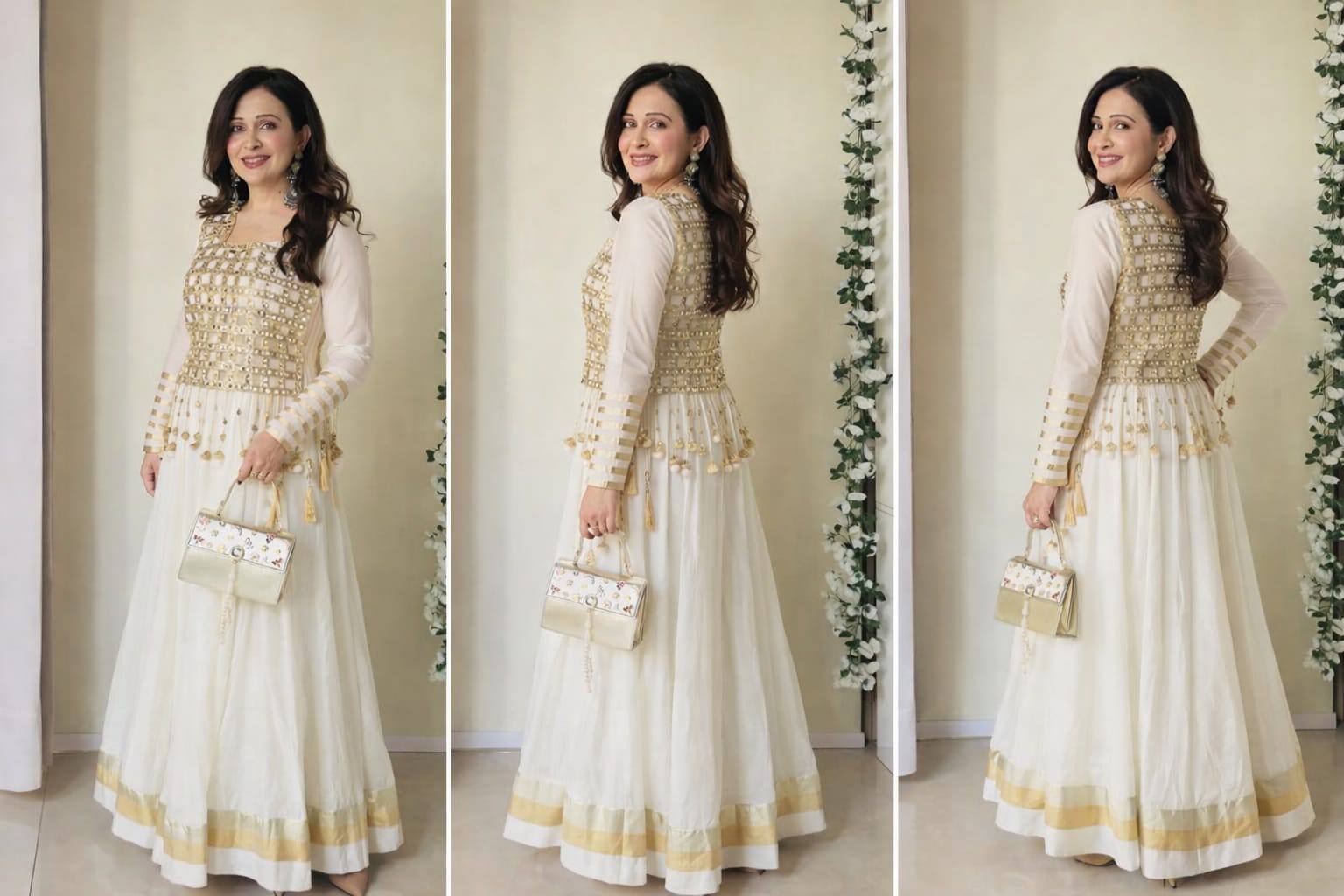 New Designer Gown with Mirror Work Jacket