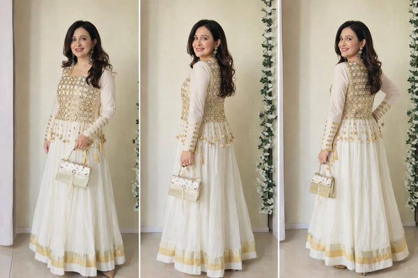 New Designer Gown with Mirror Work Jacket