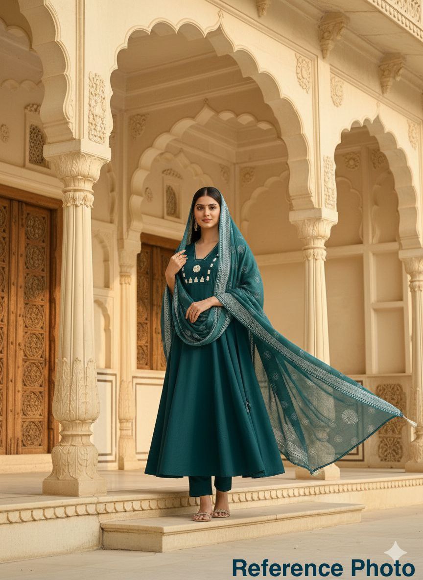 Morpeach Cotton Aline Mirror Work Suit Set