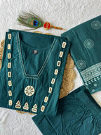 Morpeach Cotton Aline Mirror Work Suit Set