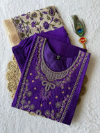 Voilet Roman Silk Handwork Suit