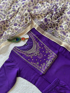 Voilet Roman Silk Handwork Suit