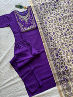 Voilet Roman Silk Handwork Suit
