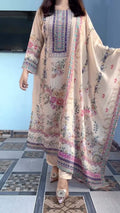Floral Maslin Silk Three Piece Suit