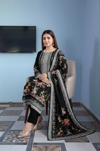 Floral Maslin Silk Three Piece Suit