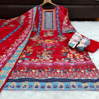 Floral Maslin Silk Three Piece Suit