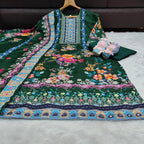Floral Maslin Silk Three Piece Suit