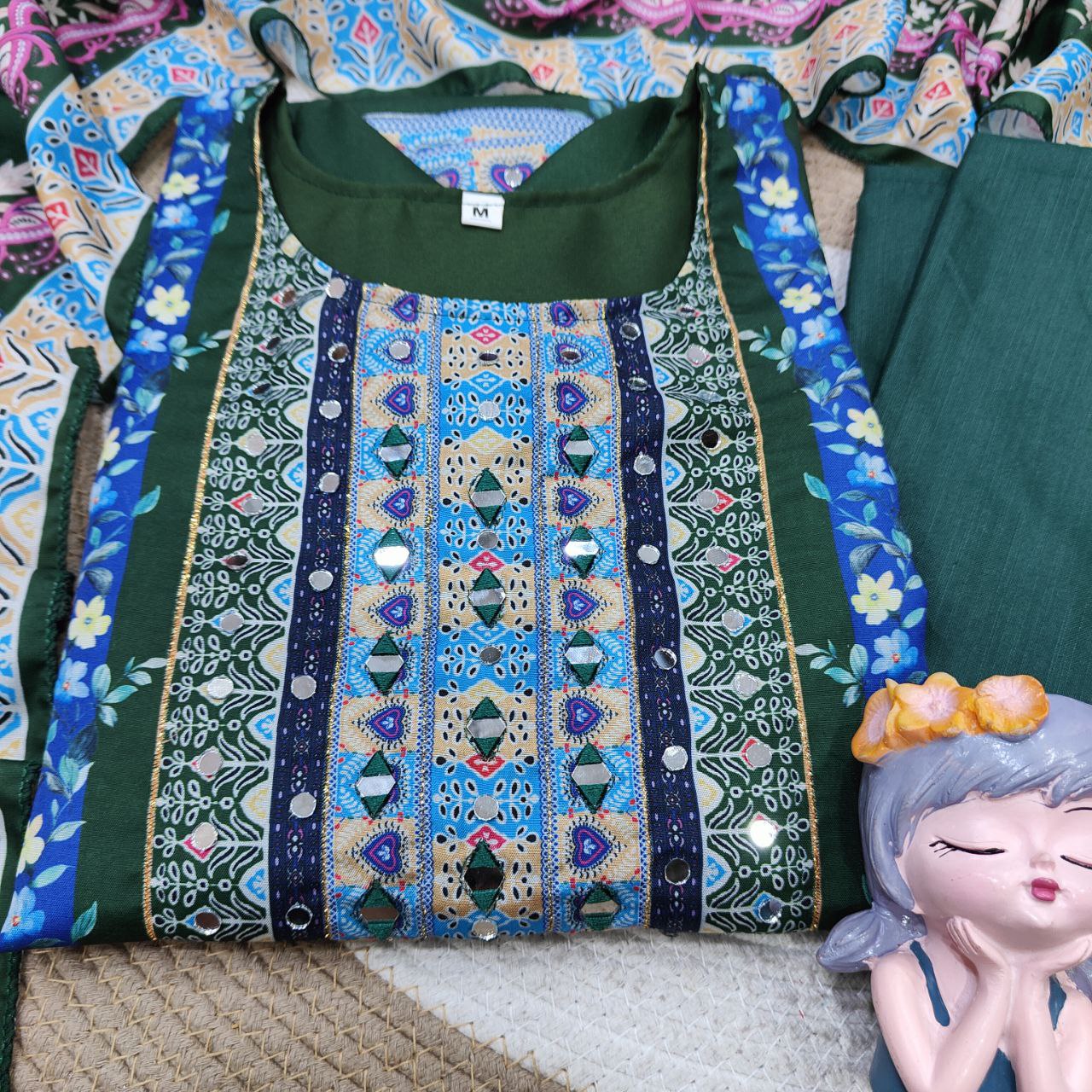 Floral Maslin Silk Three Piece Suit