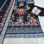 Floral Maslin Silk Three Piece Suit