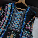 Floral Maslin Silk Three Piece Suit