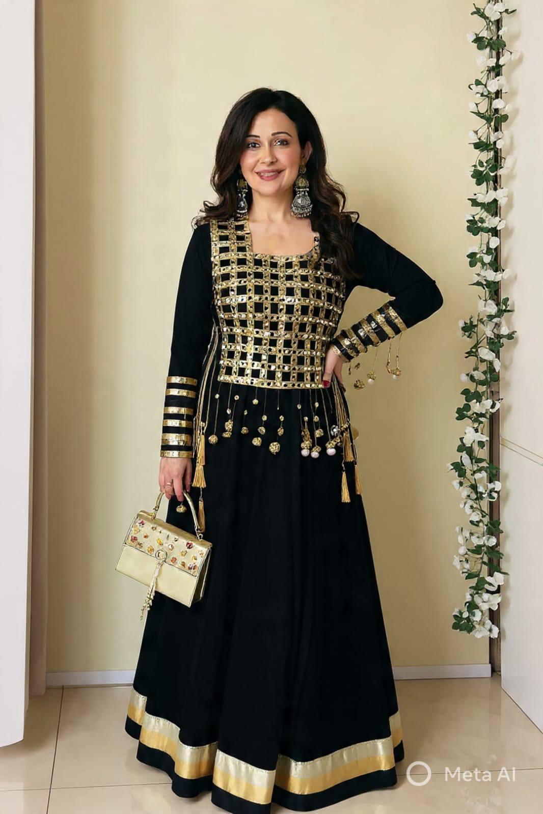 New Designer Gown with Mirror Work Jacket